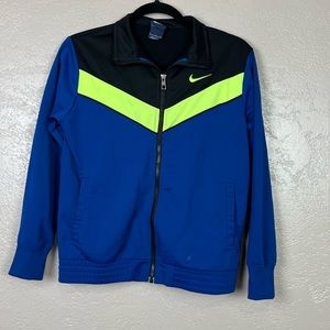 Nike boy full zip athletic blue black‎ green sweatshirt size large